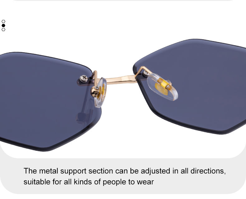 2026 New Fashion Rimless Sunglasses for Women – Trendy Metal Temple Street Style UV400 Outdoor Sun Glasses Details and Specifications