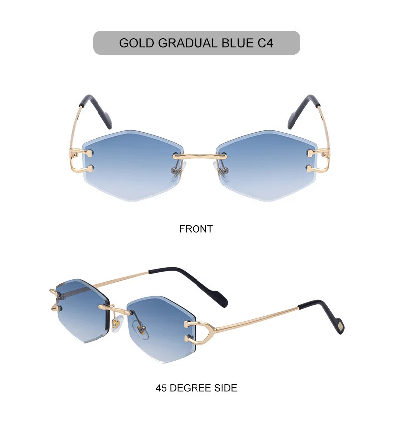 Black PC 2026 New Fashion Rimless Sunglasses for Women – Trendy Metal Temple Street Style UV400 Outdoor Sun Glasses - Details 20