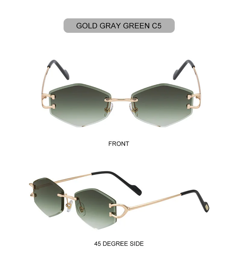 Black PC 2026 New Fashion Rimless Sunglasses for Women – Trendy Metal Temple Street Style UV400 Outdoor Sun Glasses - Details 21