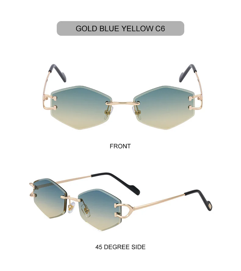 Black PC 2026 New Fashion Rimless Sunglasses for Women – Trendy Metal Temple Street Style UV400 Outdoor Sun Glasses - Details 22