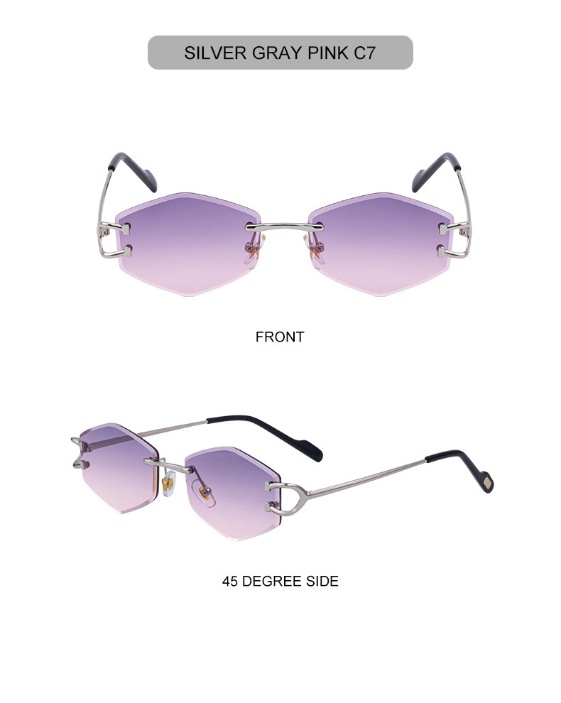 2026 New Fashion Rimless Sunglasses for Women – Trendy Metal Temple Street Style UV400 Outdoor Sun Glasses Details and Specifications