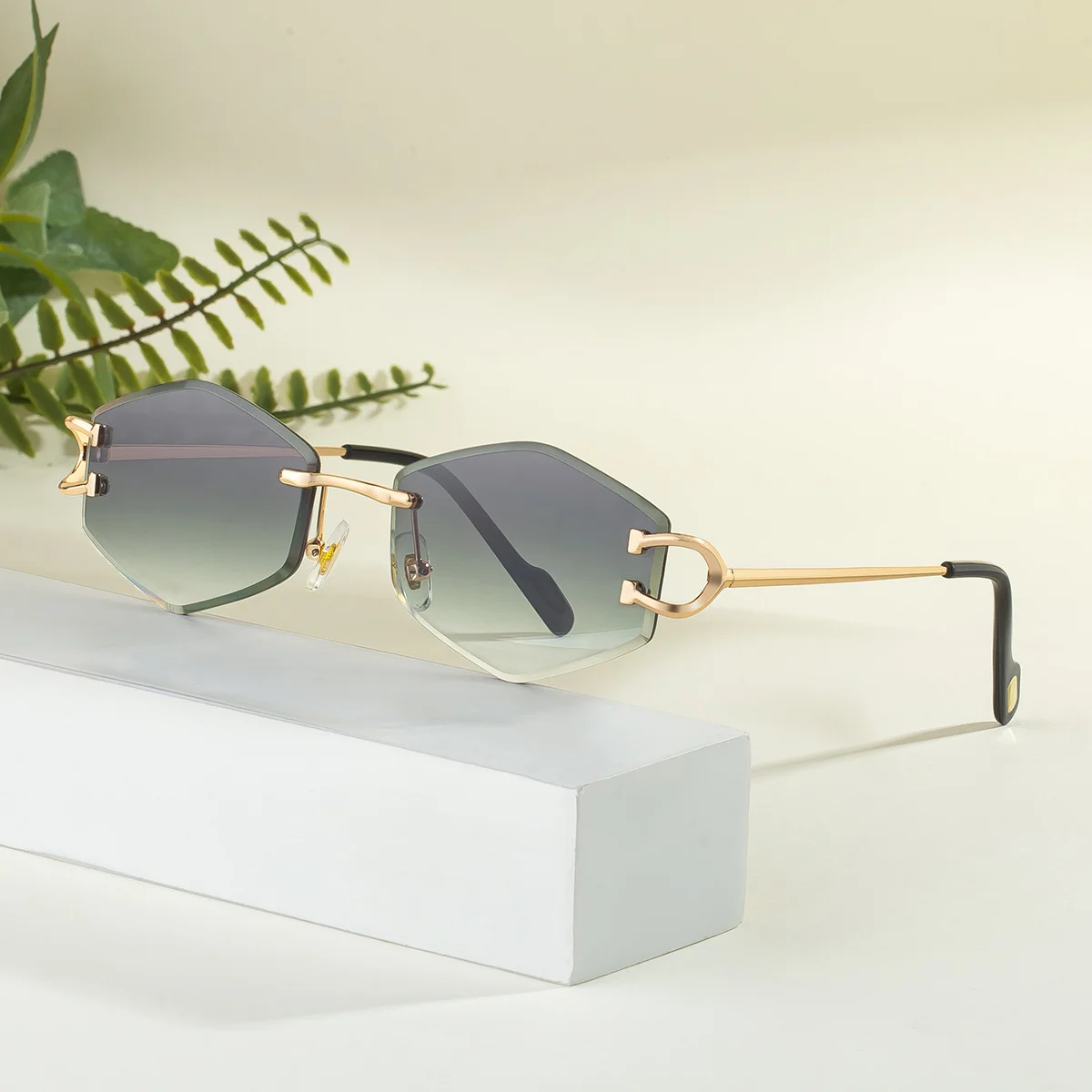 Black PC 2026 New Fashion Rimless Sunglasses for Women – Trendy Metal Temple Street Style UV400 Outdoor Sun Glasses - View 2