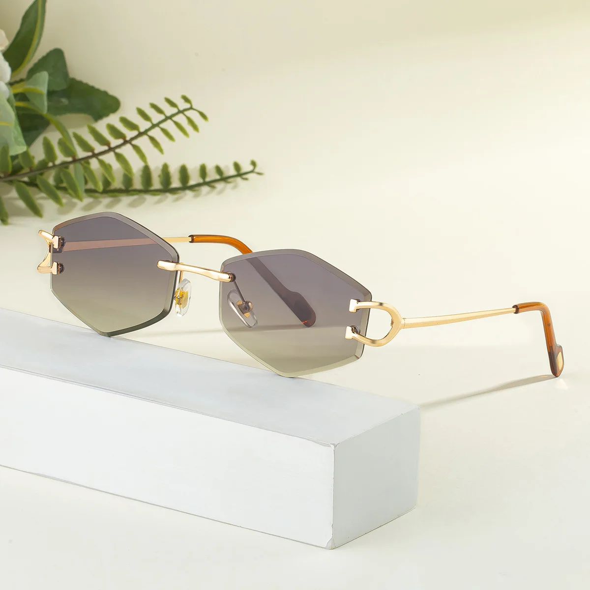 Black PC 2026 New Fashion Rimless Sunglasses for Women – Trendy Metal Temple Street Style UV400 Outdoor Sun Glasses - View 3