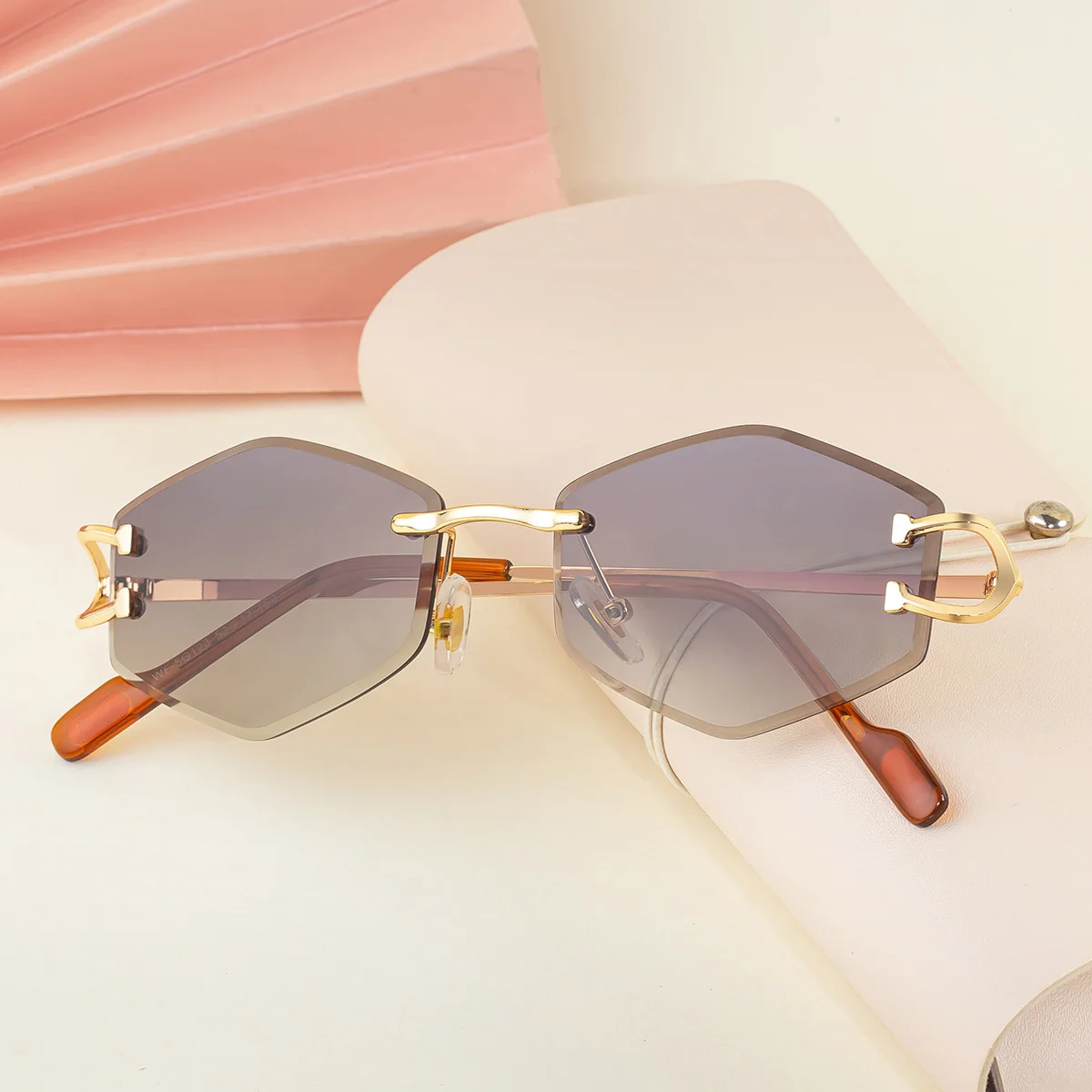 Black PC 2026 New Fashion Rimless Sunglasses for Women – Trendy Metal Temple Street Style UV400 Outdoor Sun Glasses - View 4
