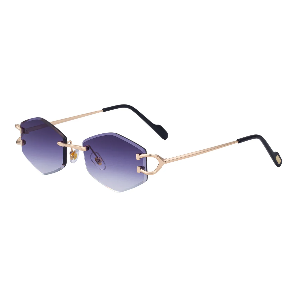 Black PC 2026 New Fashion Rimless Sunglasses for Women – Trendy Metal Temple Street Style UV400 Outdoor Sun Glasses - View 5