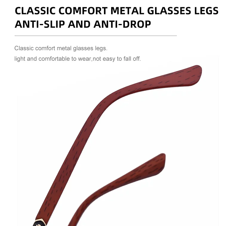 Black PC 2026 New Auto-Photochromic Rimless Sunglasses for Men & Women – Premium Instant Color-Changing Glasses with Faux Wood Grain Temples - Details 11