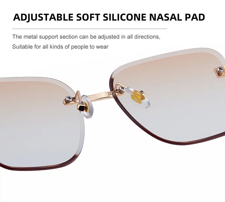 Black PC 2026 New Auto-Photochromic Rimless Sunglasses for Men & Women – Premium Instant Color-Changing Glasses with Faux Wood Grain Temples - Details 13