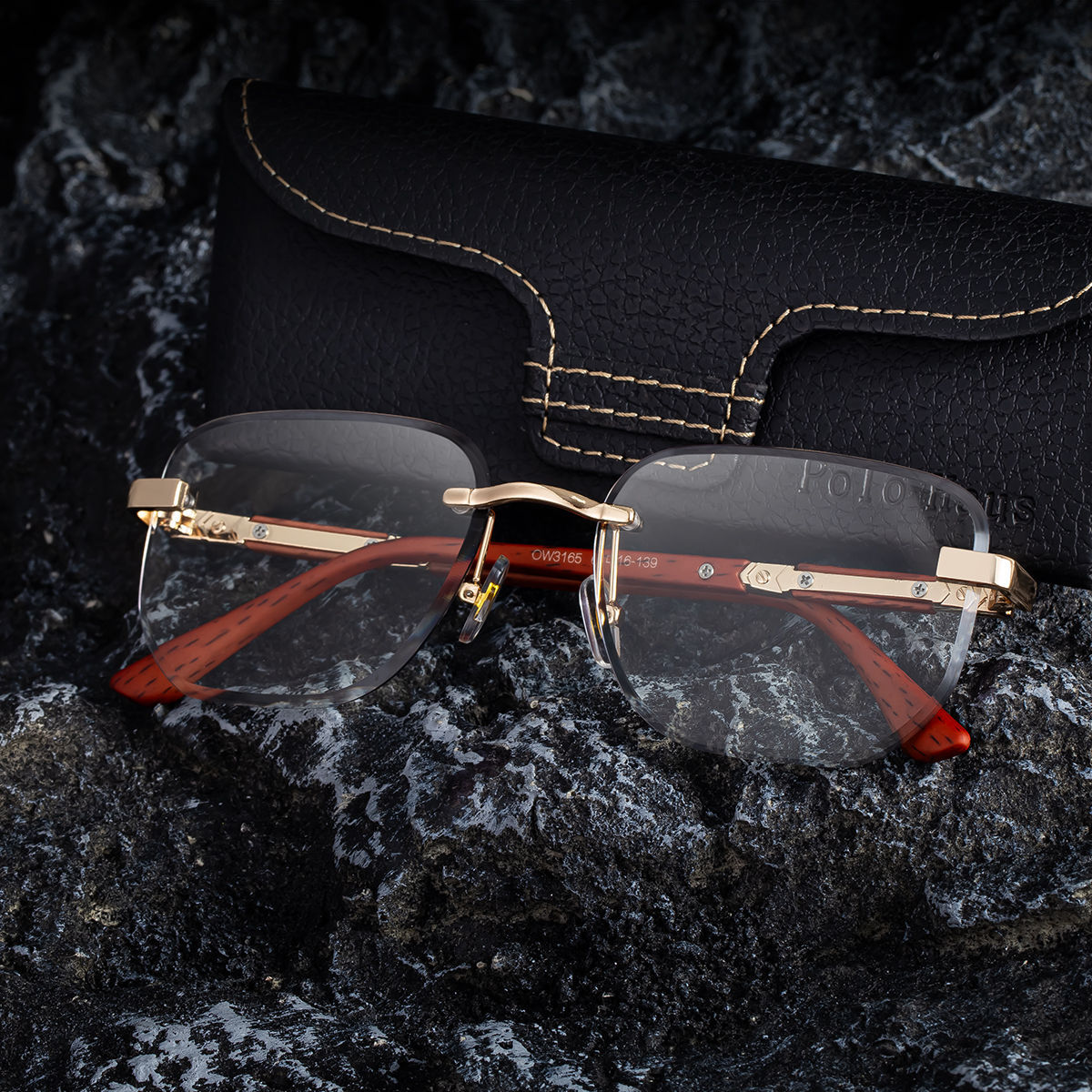 2026 New Auto-Photochromic Rimless Sunglasses for Men & Women – Premium Instant Color-Changing Glasses with Faux Wood Grain Temples Custom Eyewear