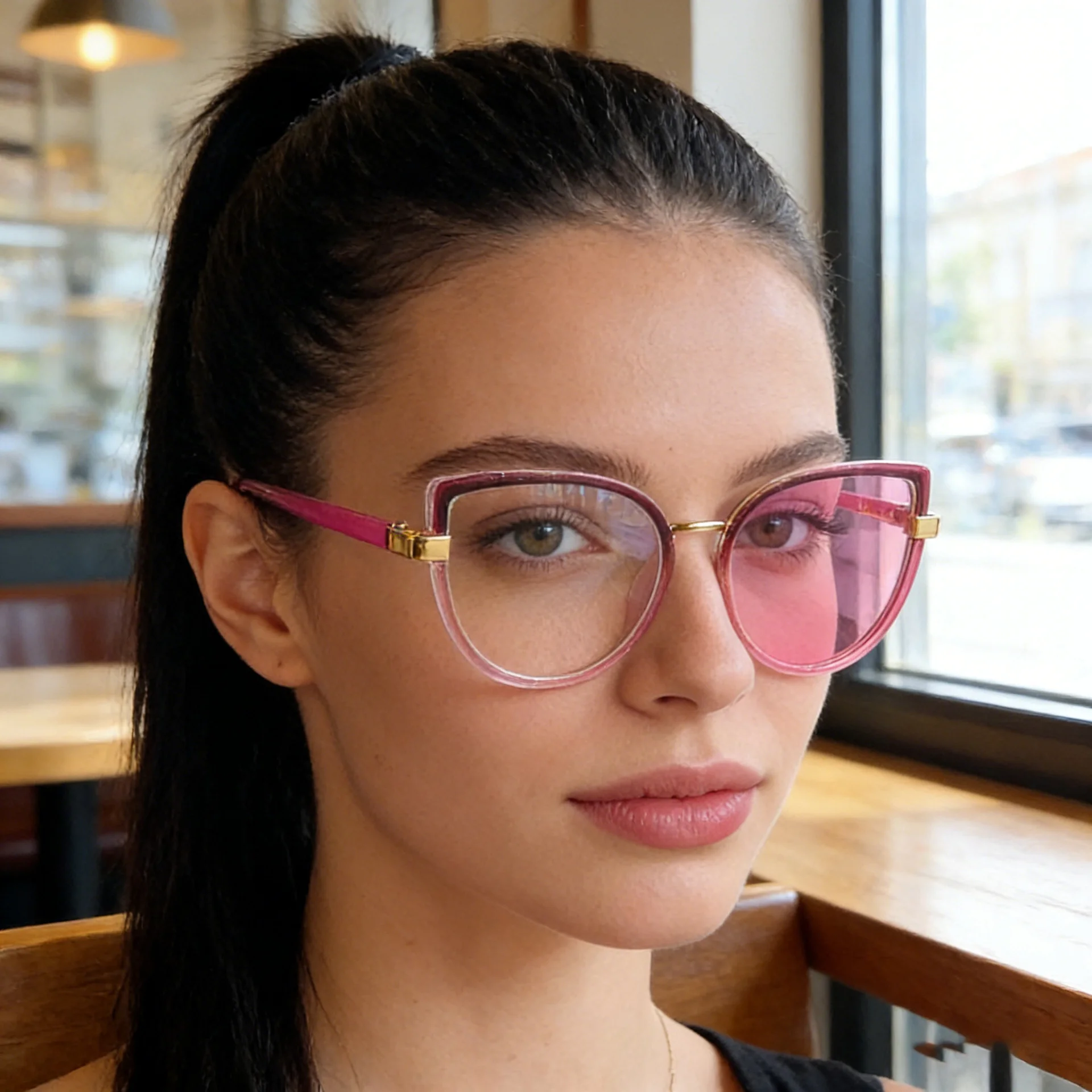 Black TR90 2026 New Cat-Eye Photochromic Optical Frames for Women – Personalized Versatile High-End Fashion Sun Glasses with UV Protection - Details 2