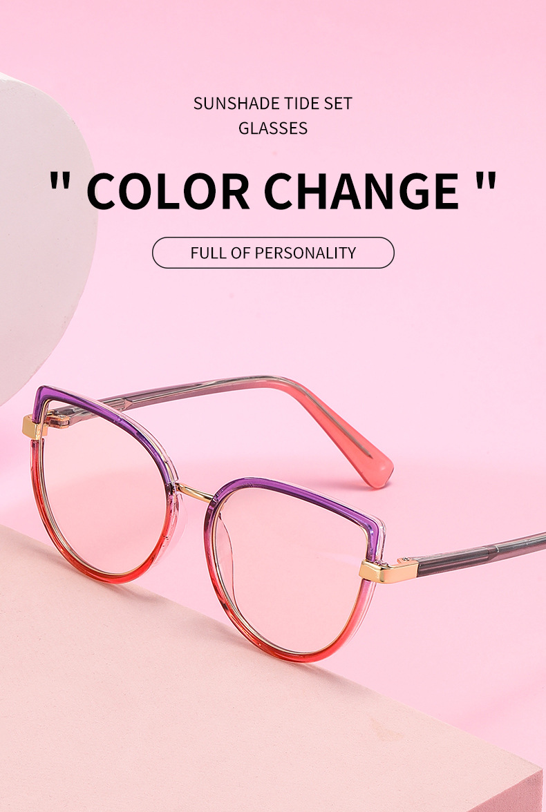 Black TR90 2026 New Cat-Eye Photochromic Optical Frames for Women – Personalized Versatile High-End Fashion Sun Glasses with UV Protection - Details 3