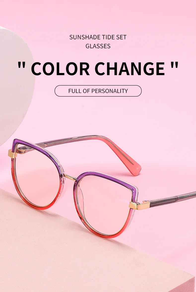 Black TR90 2026 New Cat-Eye Photochromic Optical Frames for Women – Personalized Versatile High-End Fashion Sun Glasses with UV Protection - Details 3