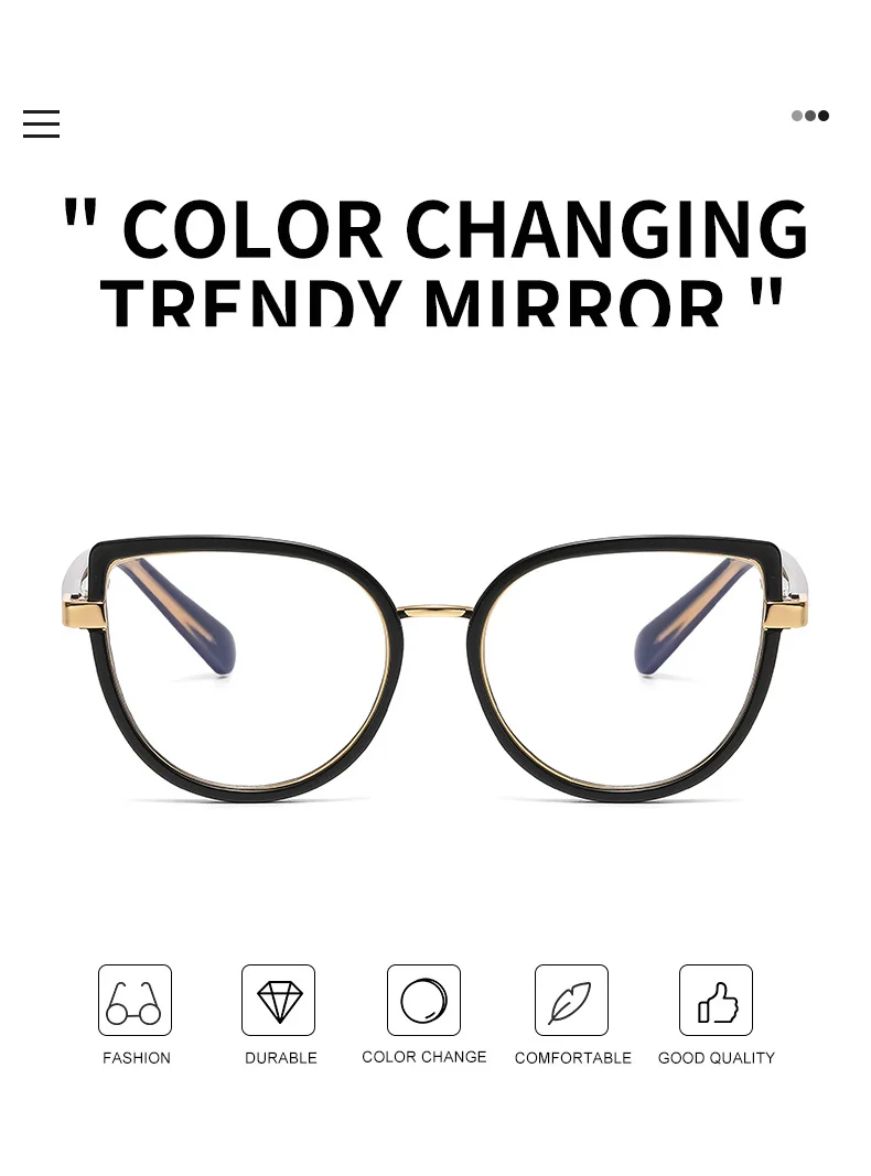 Black TR90 2026 New Cat-Eye Photochromic Optical Frames for Women – Personalized Versatile High-End Fashion Sun Glasses with UV Protection - Details 4