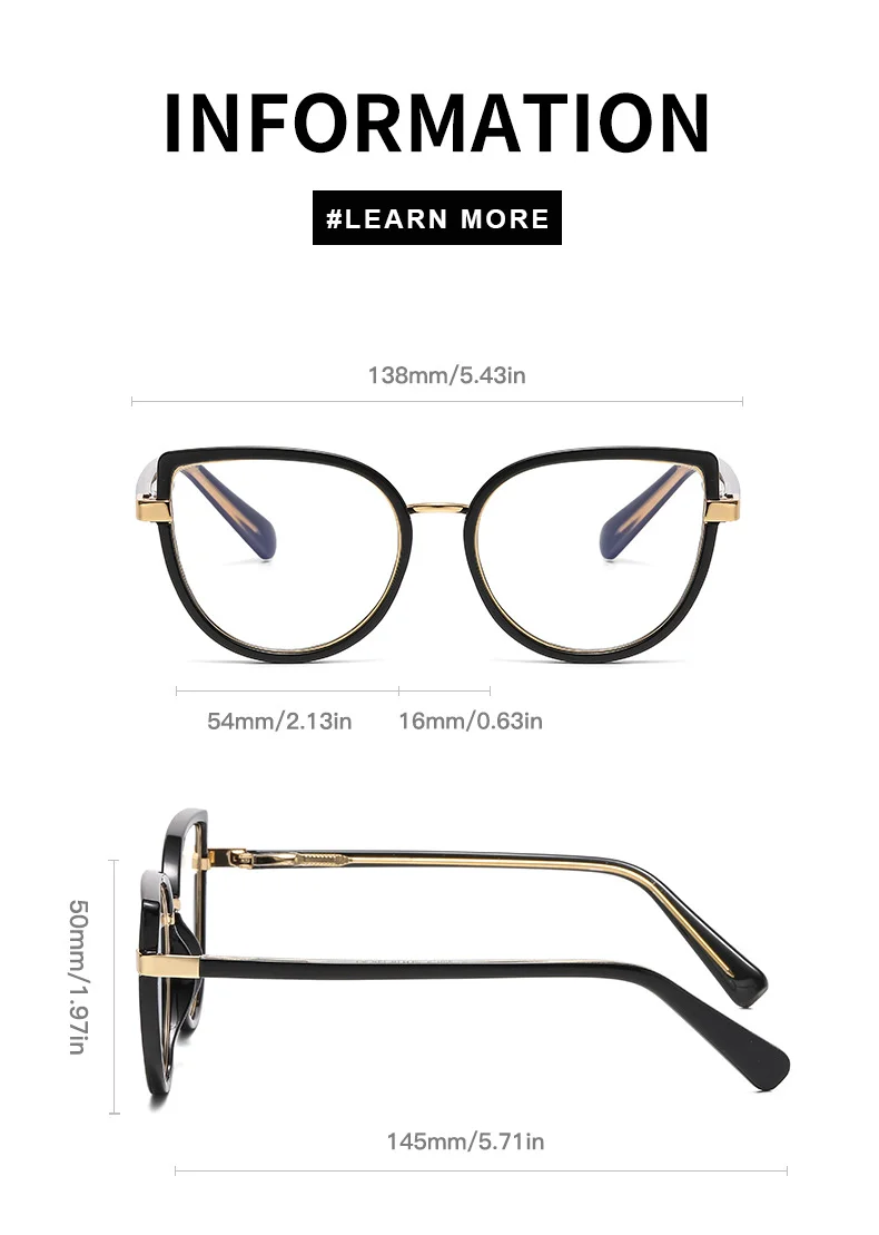 Black TR90 2026 New Cat-Eye Photochromic Optical Frames for Women – Personalized Versatile High-End Fashion Sun Glasses with UV Protection - Details 8