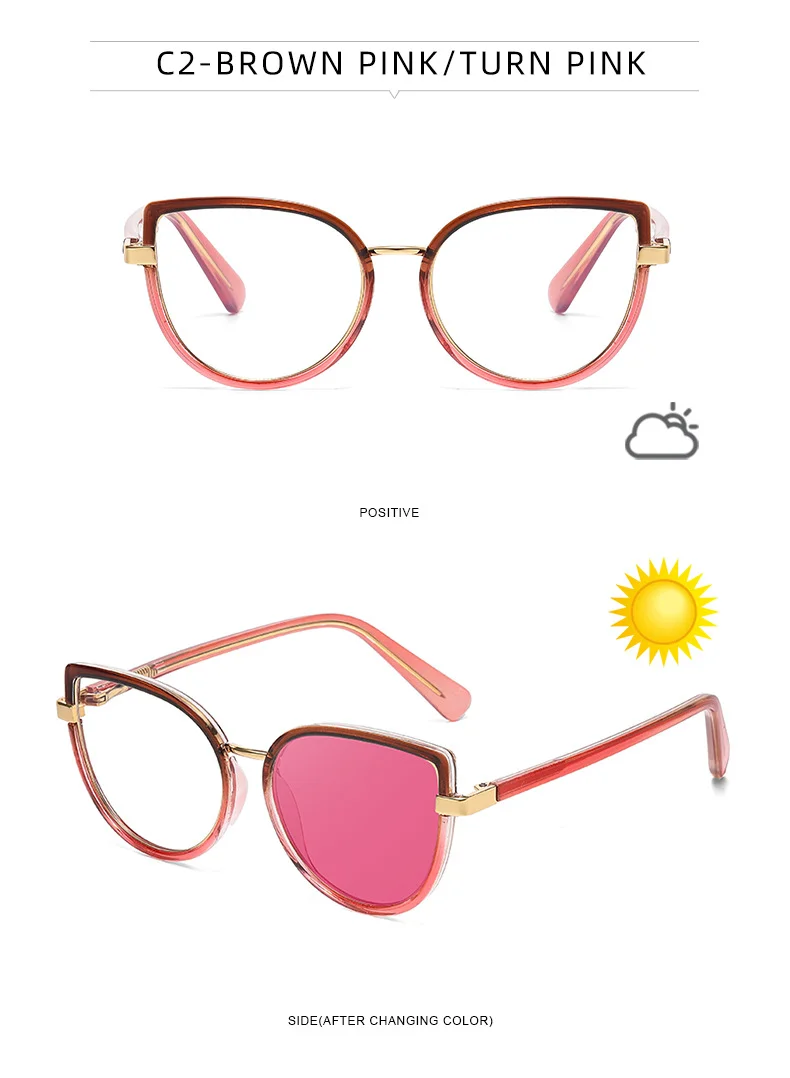 Black TR90 2026 New Cat-Eye Photochromic Optical Frames for Women – Personalized Versatile High-End Fashion Sun Glasses with UV Protection - Details 15
