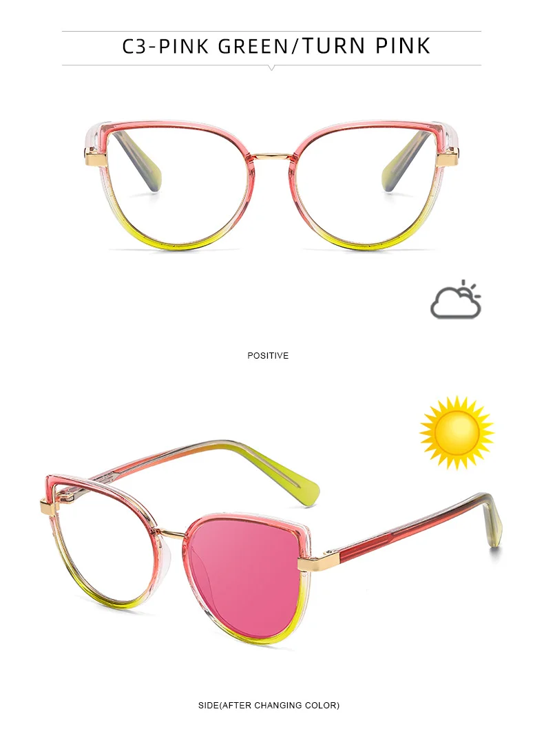 Black TR90 2026 New Cat-Eye Photochromic Optical Frames for Women – Personalized Versatile High-End Fashion Sun Glasses with UV Protection - Details 16