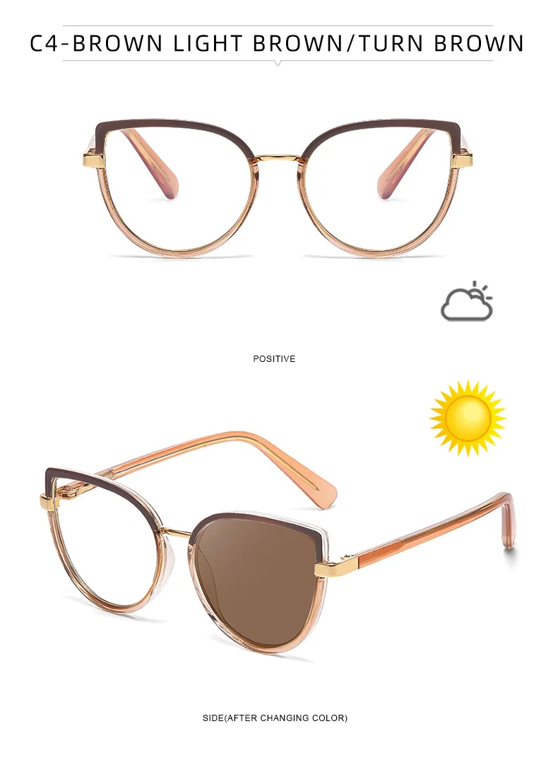 Black TR90 2026 New Cat-Eye Photochromic Optical Frames for Women – Personalized Versatile High-End Fashion Sun Glasses with UV Protection - Details 17