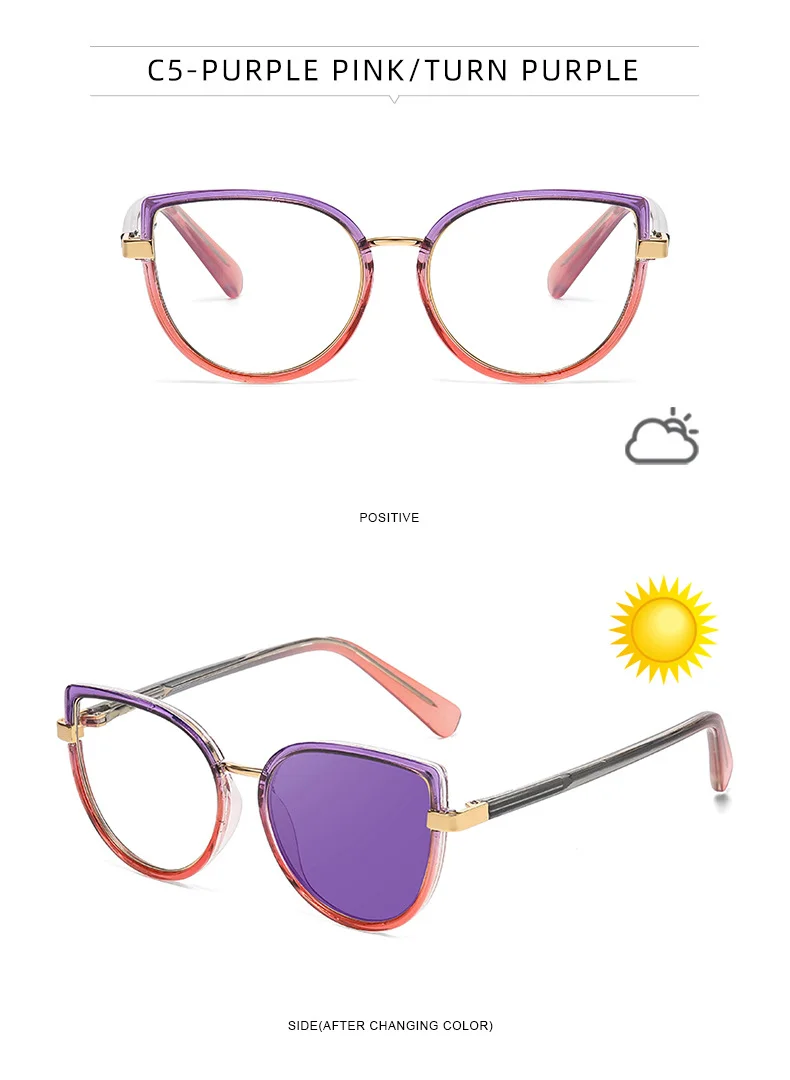 Black TR90 2026 New Cat-Eye Photochromic Optical Frames for Women – Personalized Versatile High-End Fashion Sun Glasses with UV Protection - Details 18