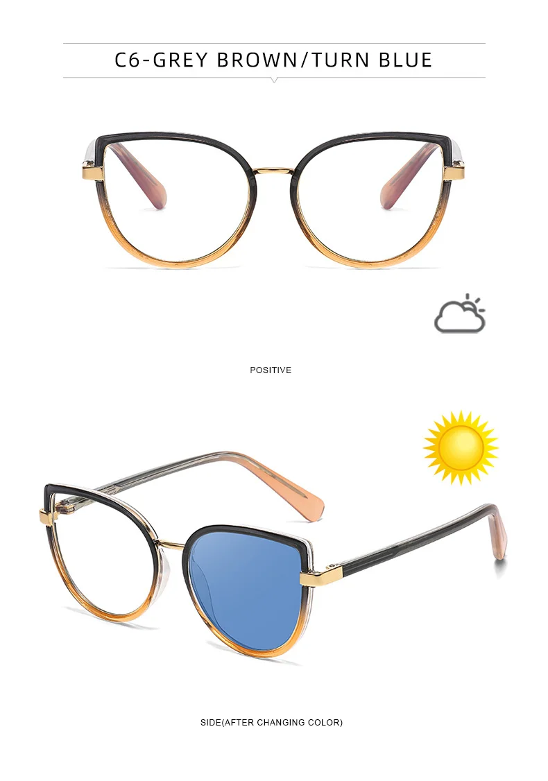 Black TR90 2026 New Cat-Eye Photochromic Optical Frames for Women – Personalized Versatile High-End Fashion Sun Glasses with UV Protection - Details 19
