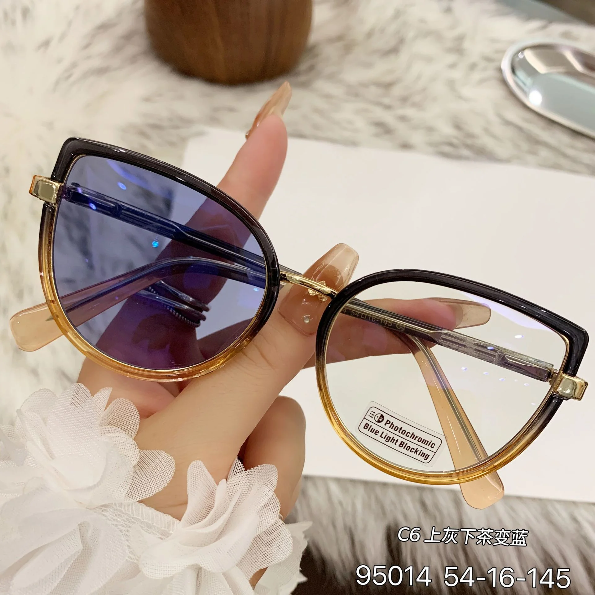 Black TR90 2026 New Cat-Eye Photochromic Optical Frames for Women – Personalized Versatile High-End Fashion Sun Glasses with UV Protection - Details 20