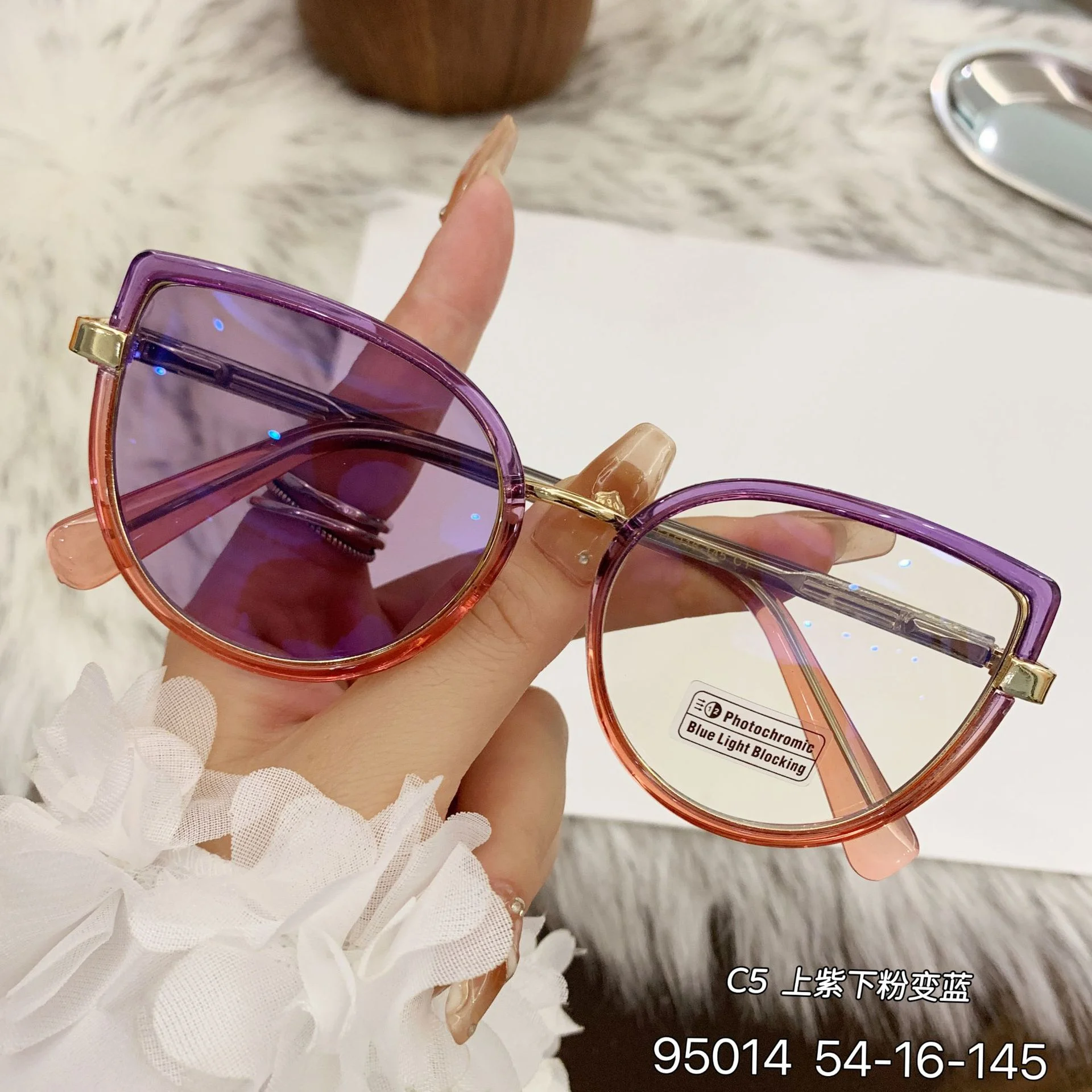 Black TR90 2026 New Cat-Eye Photochromic Optical Frames for Women – Personalized Versatile High-End Fashion Sun Glasses with UV Protection - Details 21