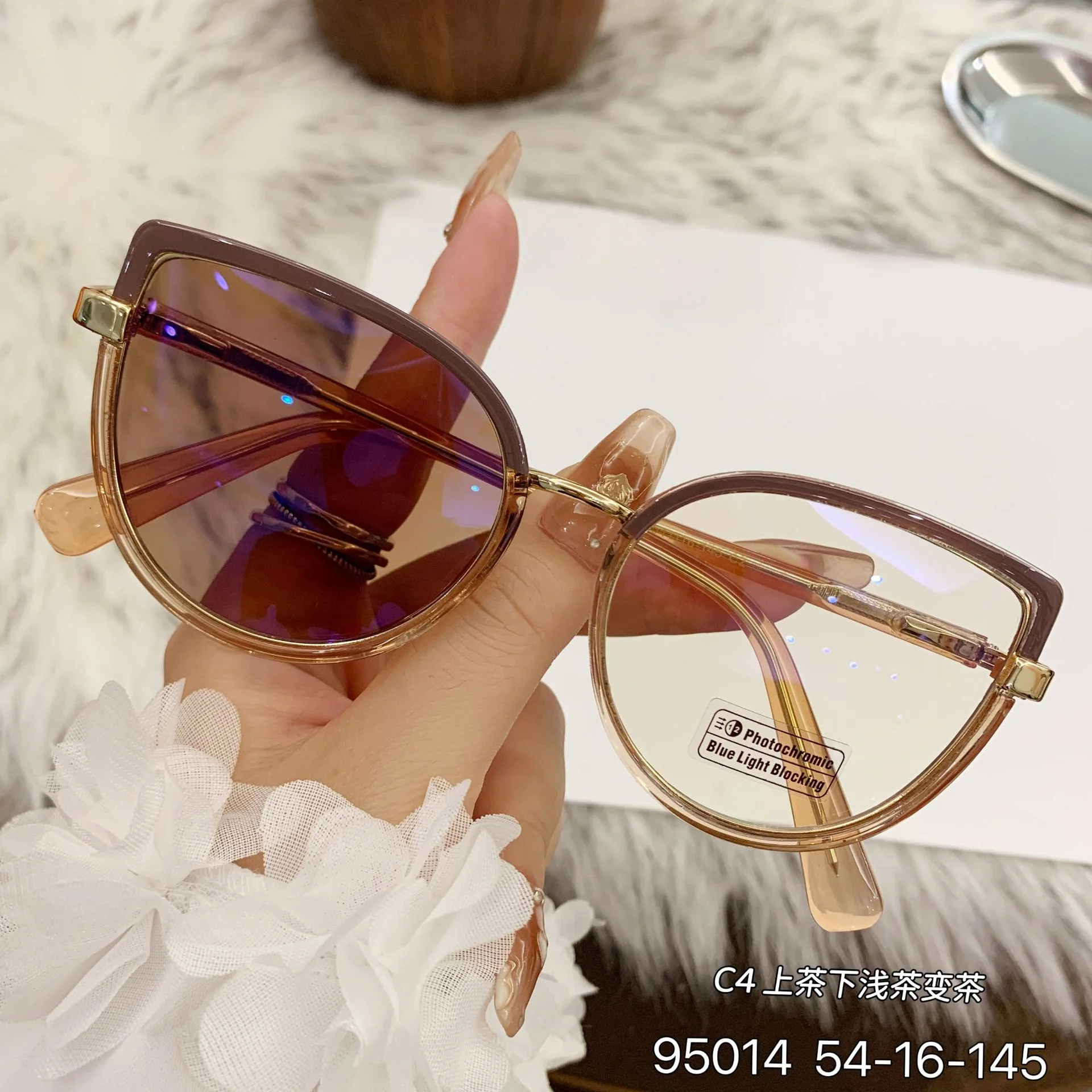Black TR90 2026 New Cat-Eye Photochromic Optical Frames for Women – Personalized Versatile High-End Fashion Sun Glasses with UV Protection - Details 22
