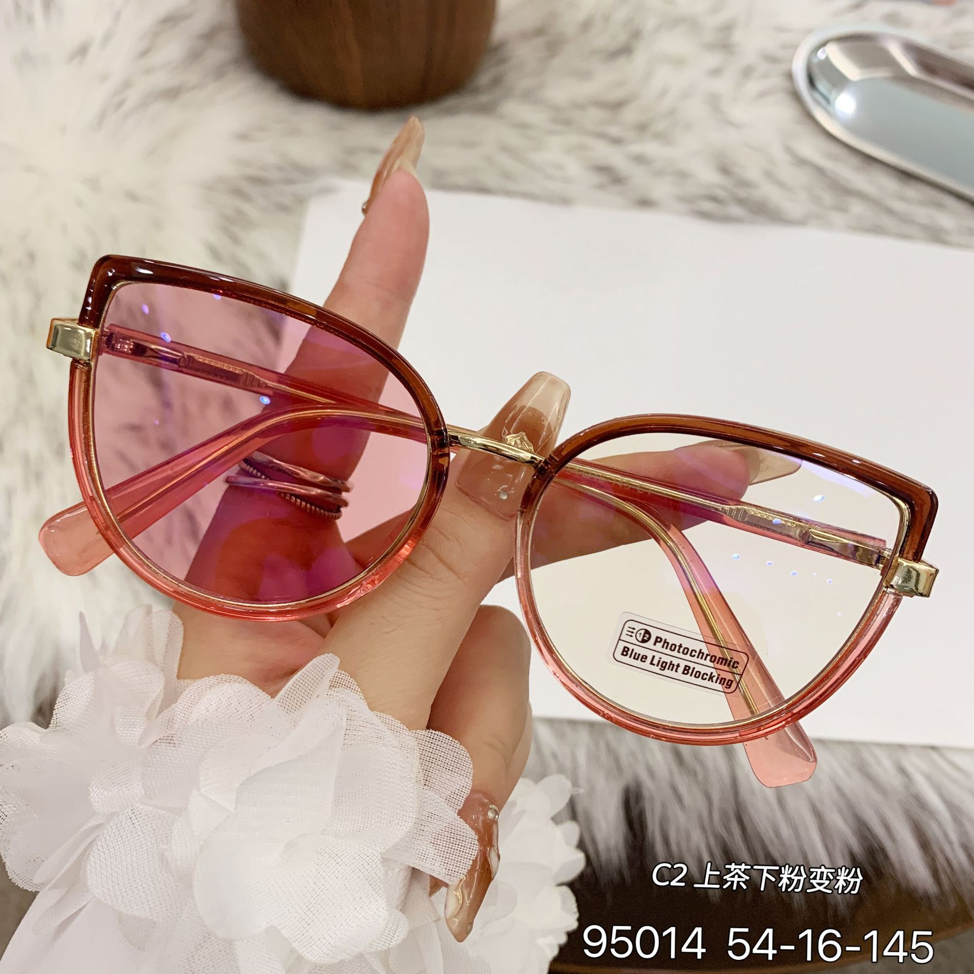 Black TR90 2026 New Cat-Eye Photochromic Optical Frames for Women – Personalized Versatile High-End Fashion Sun Glasses with UV Protection - Details 24