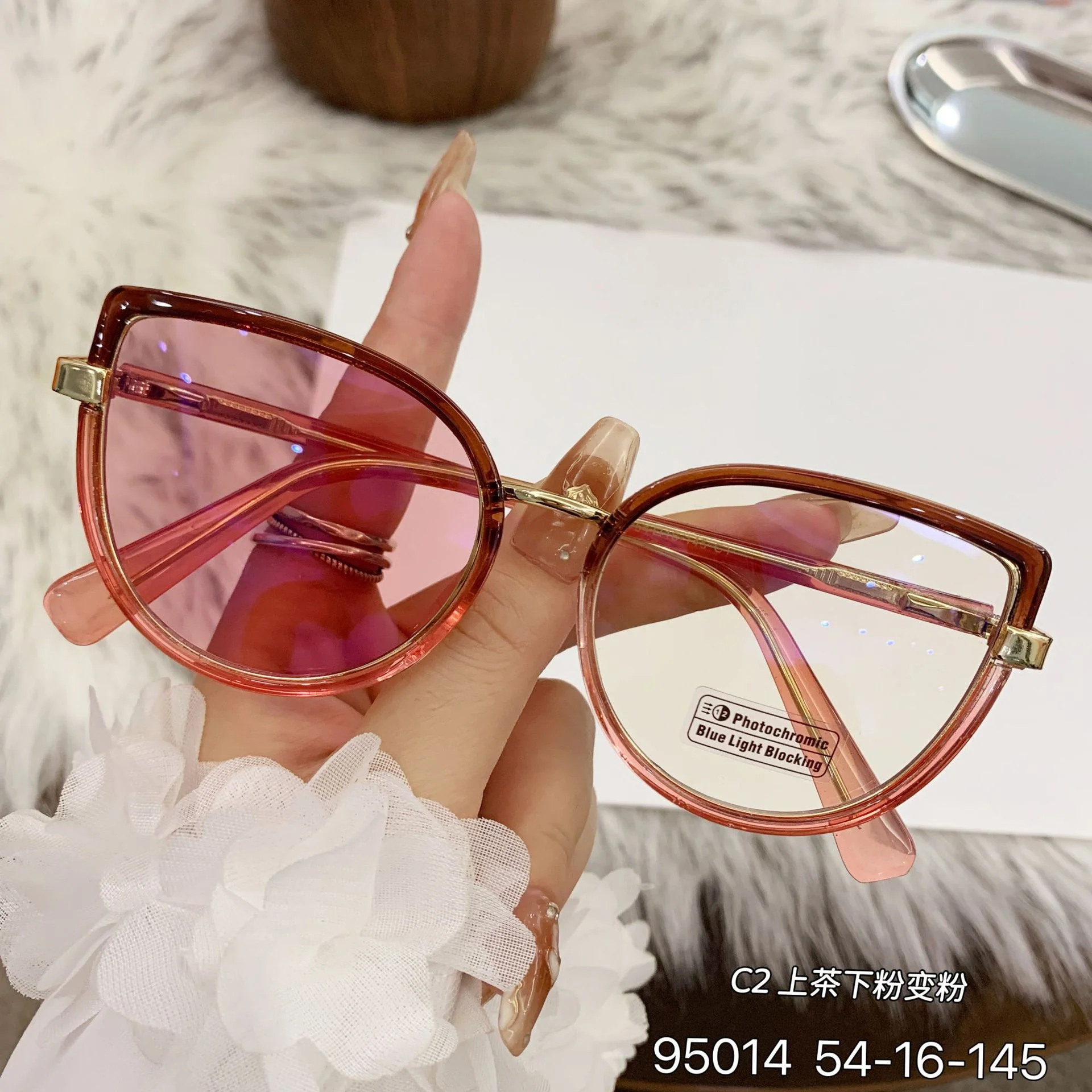 Black TR90 2026 New Cat-Eye Photochromic Optical Frames for Women – Personalized Versatile High-End Fashion Sun Glasses with UV Protection - Details 24
