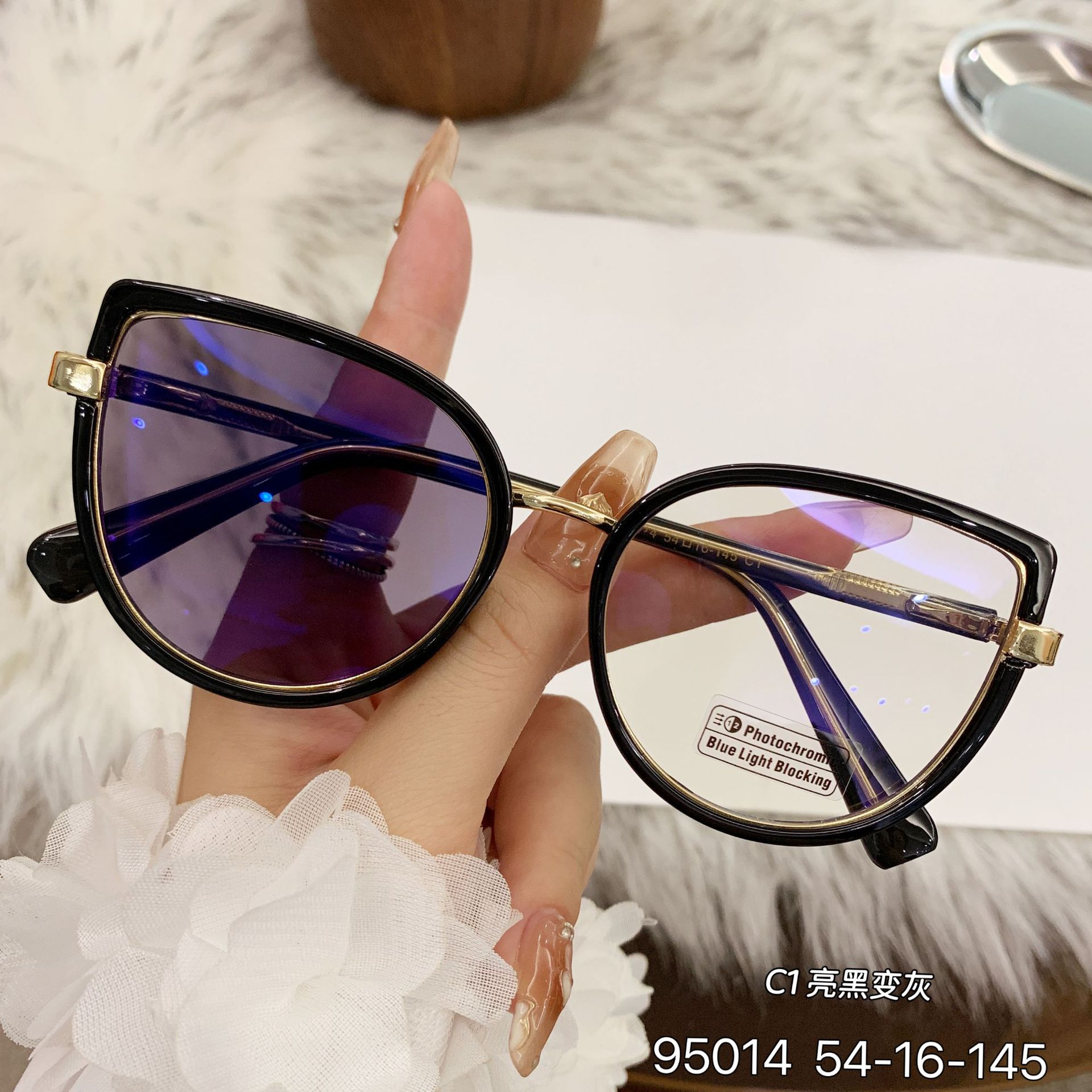 Black TR90 2026 New Cat-Eye Photochromic Optical Frames for Women – Personalized Versatile High-End Fashion Sun Glasses with UV Protection - Details 25