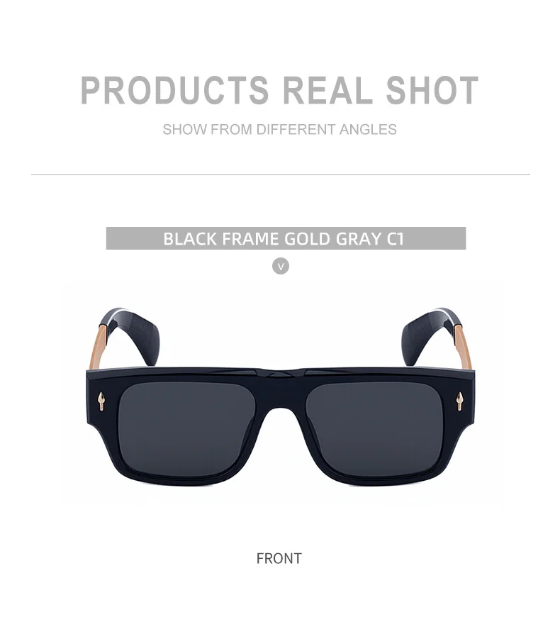 Black Metal Men's Retro Square Sunglasses - Trendy Fashion Oversized Sunnies with UV400 Protection - Details 13
