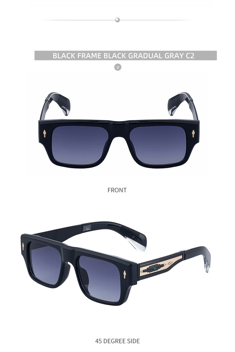 Black Metal Men's Retro Square Sunglasses - Trendy Fashion Oversized Sunnies with UV400 Protection - Details 15