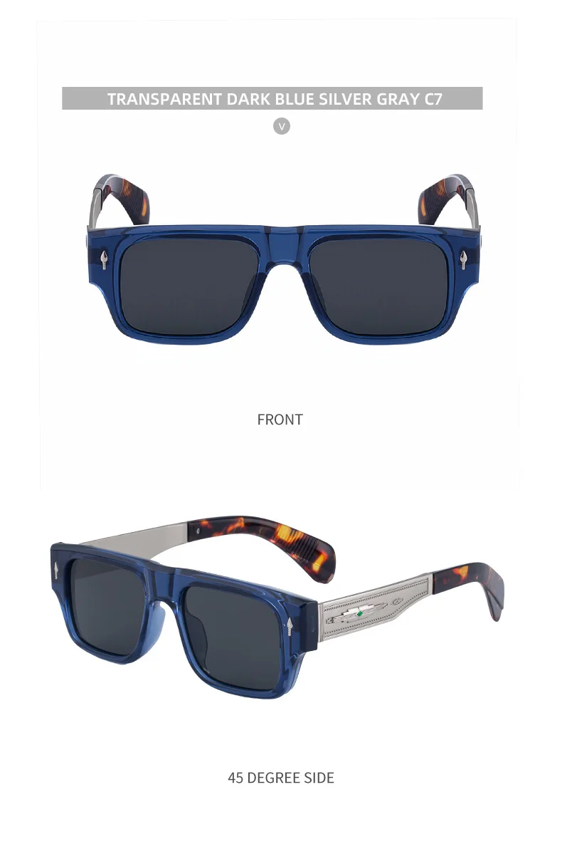 Black Metal Men's Retro Square Sunglasses - Trendy Fashion Oversized Sunnies with UV400 Protection - Details 20