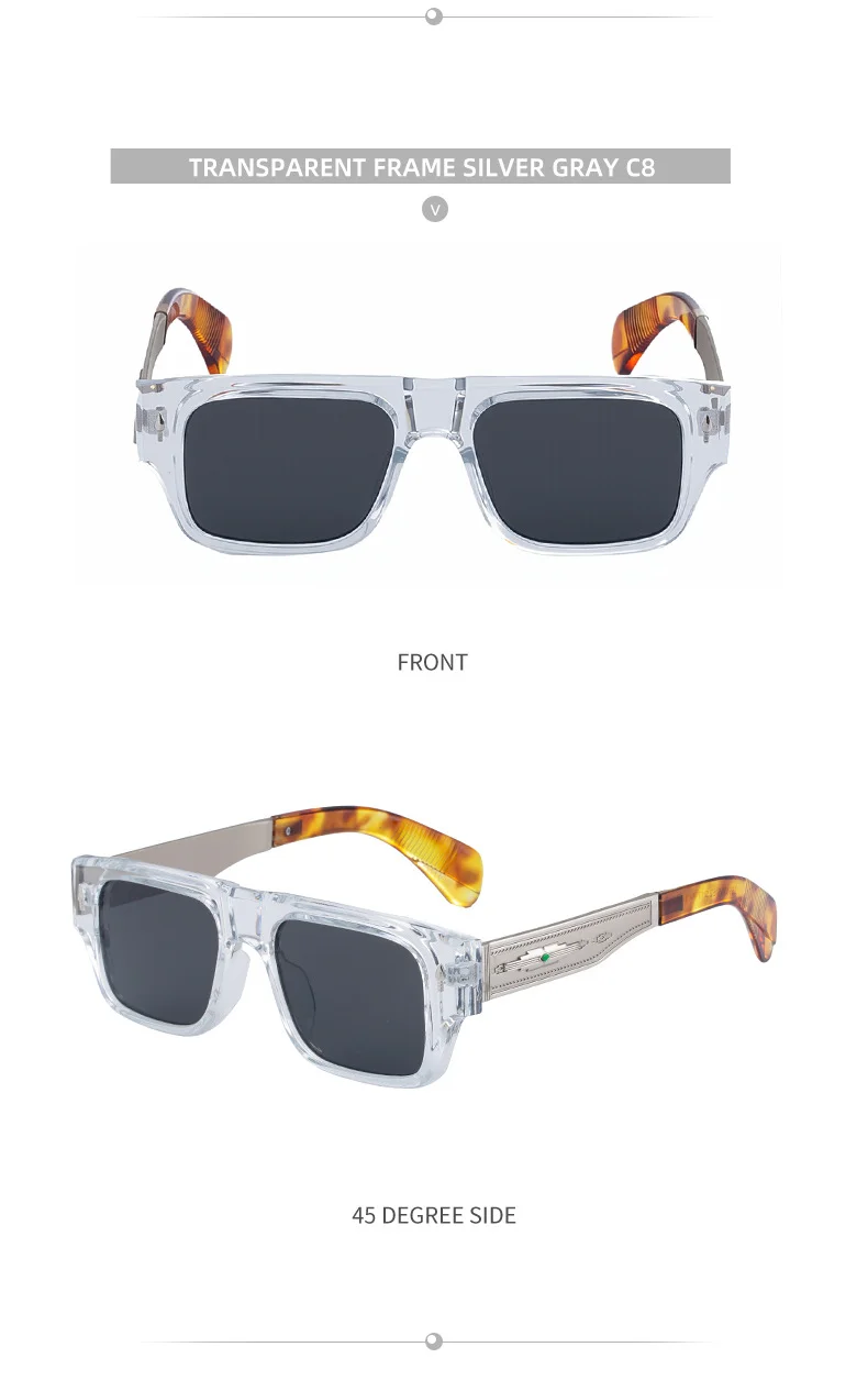 Black Metal Men's Retro Square Sunglasses - Trendy Fashion Oversized Sunnies with UV400 Protection - Details 21