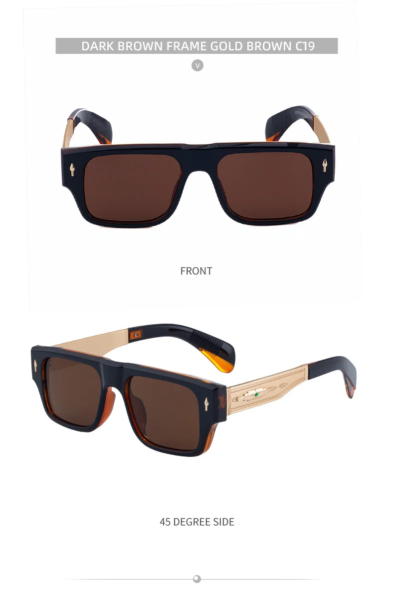 Black Metal Men's Retro Square Sunglasses - Trendy Fashion Oversized Sunnies with UV400 Protection - Details 23