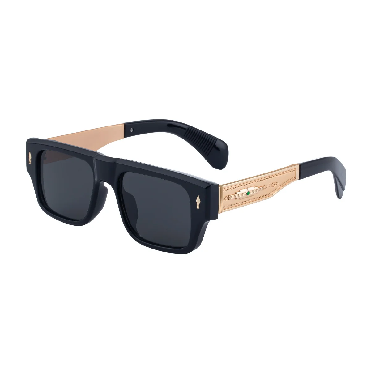 Black Metal Men's Retro Square Sunglasses - Trendy Fashion Oversized Sunnies with UV400 Protection - View 4