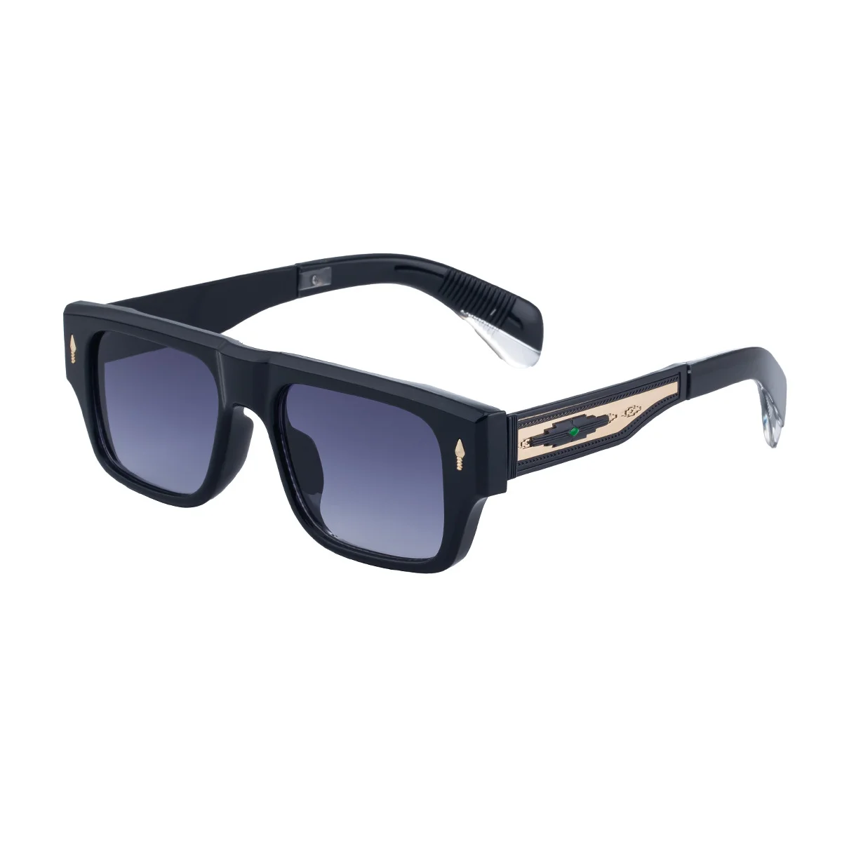 Black Metal Men's Retro Square Sunglasses - Trendy Fashion Oversized Sunnies with UV400 Protection - View 5