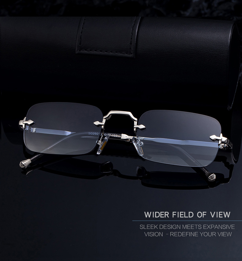 Unisex Small Frame Metal Rimless Sunglasses - Modern Minimalist UV400 Protection Details and Specifications