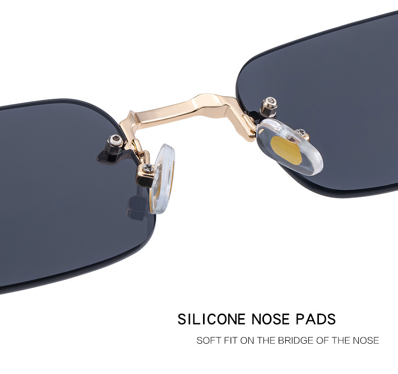 Unisex Small Frame Metal Rimless Sunglasses - Modern Minimalist UV400 Protection Details and Specifications