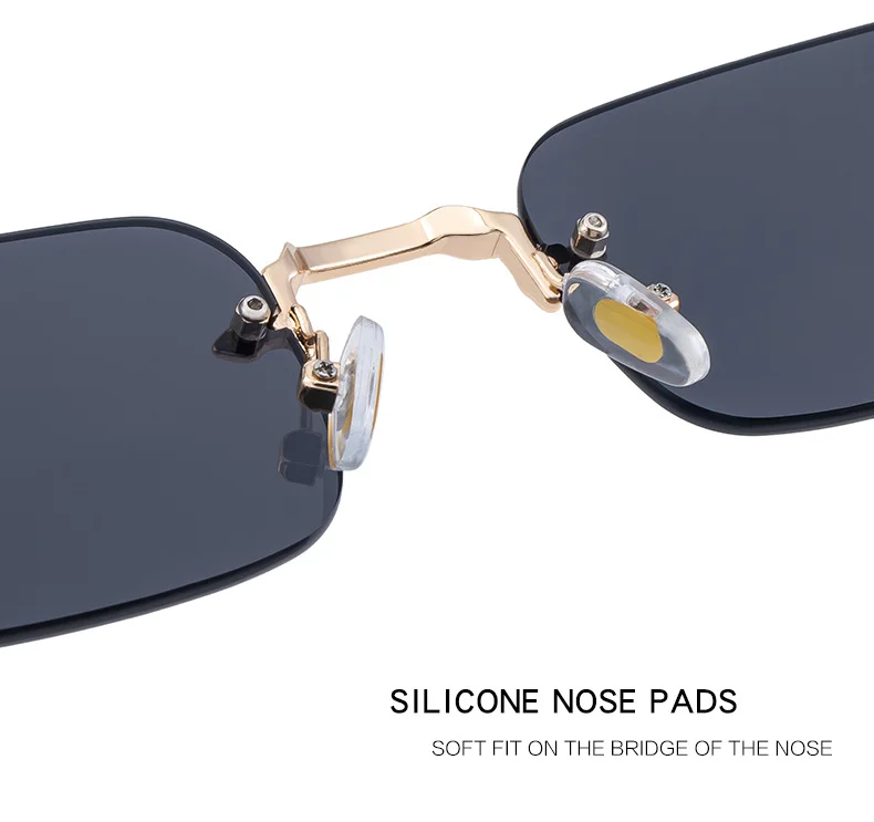 Black Copper alloy Unisex Small Frame Metal Rimless Sunglasses - Modern Minimalist UV400 Protection - Details 6