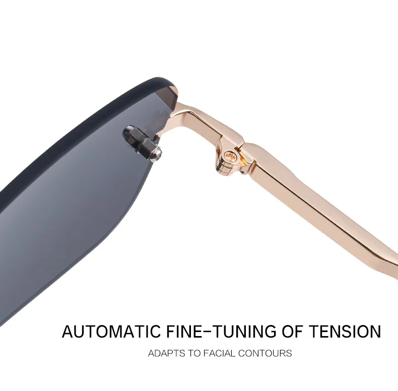 Black Copper alloy Unisex Small Frame Metal Rimless Sunglasses - Modern Minimalist UV400 Protection - Details 8
