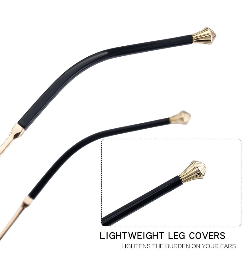 Unisex Small Frame Metal Rimless Sunglasses - Modern Minimalist UV400 Protection Details and Specifications