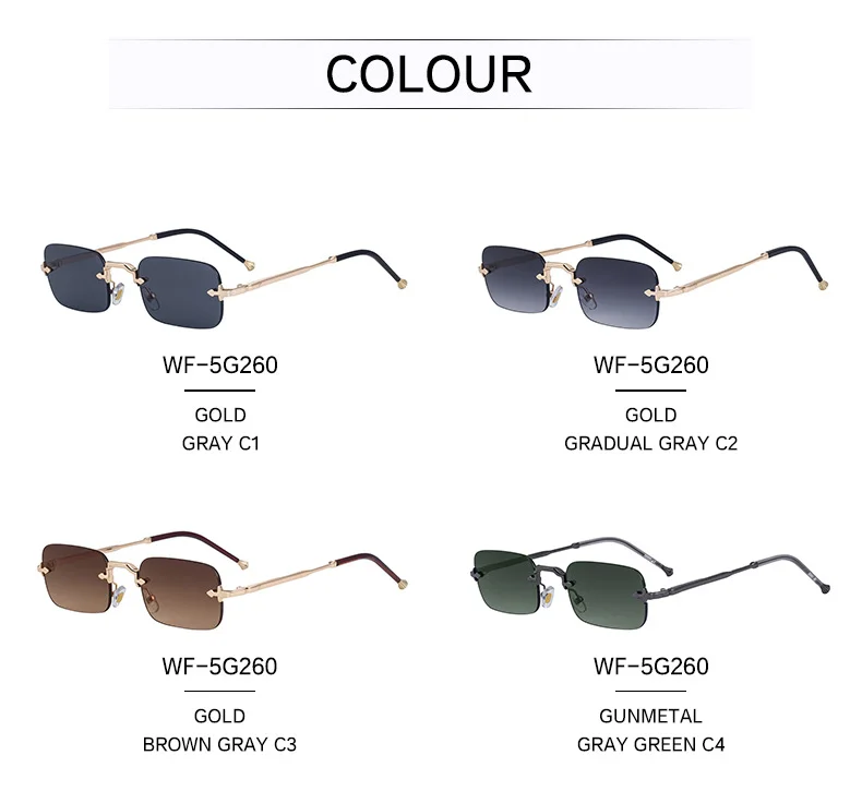 Black Copper alloy Unisex Small Frame Metal Rimless Sunglasses - Modern Minimalist UV400 Protection - Details 12
