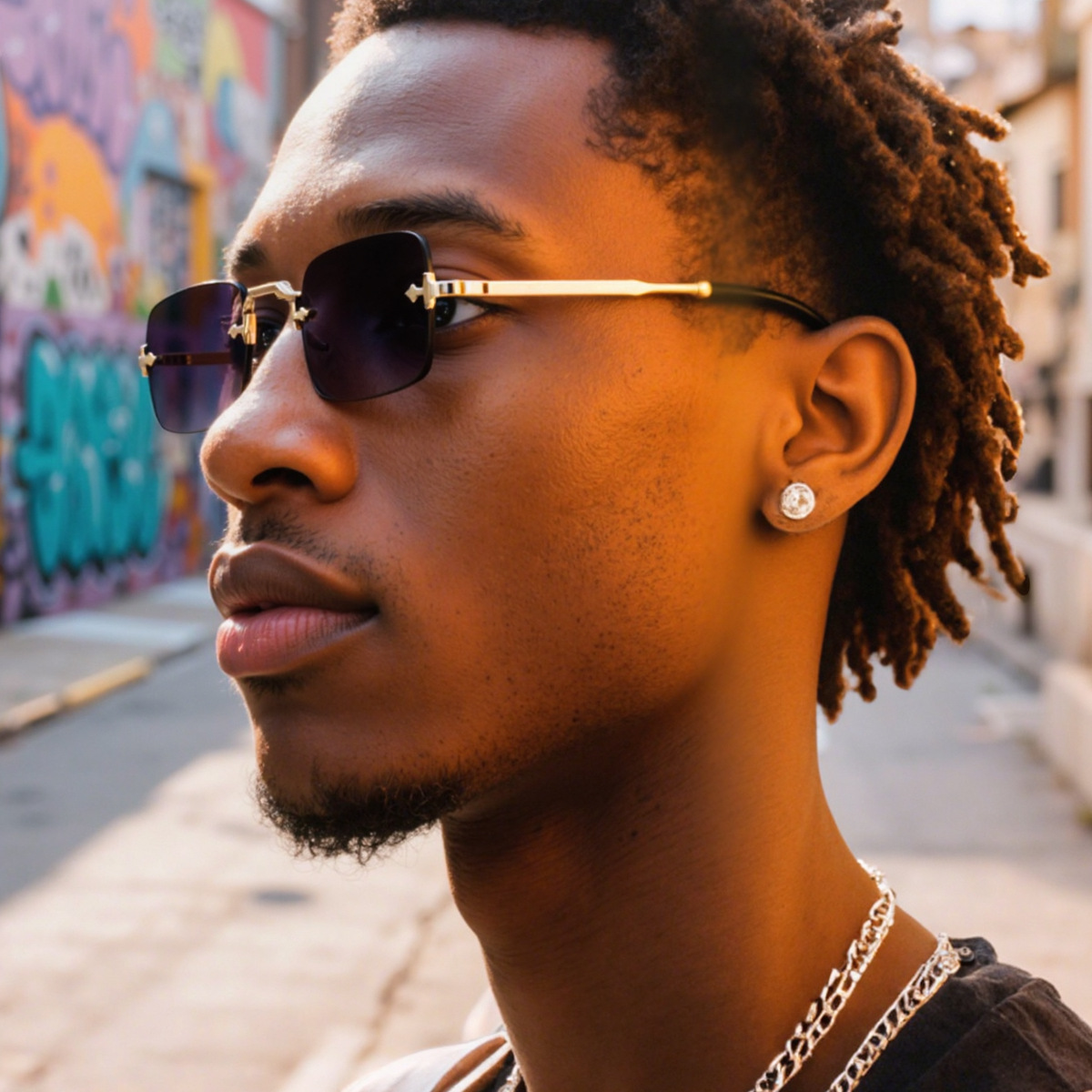 Unisex Small Frame Metal Rimless Sunglasses - Modern Minimalist UV400 Protection Custom Eyewear