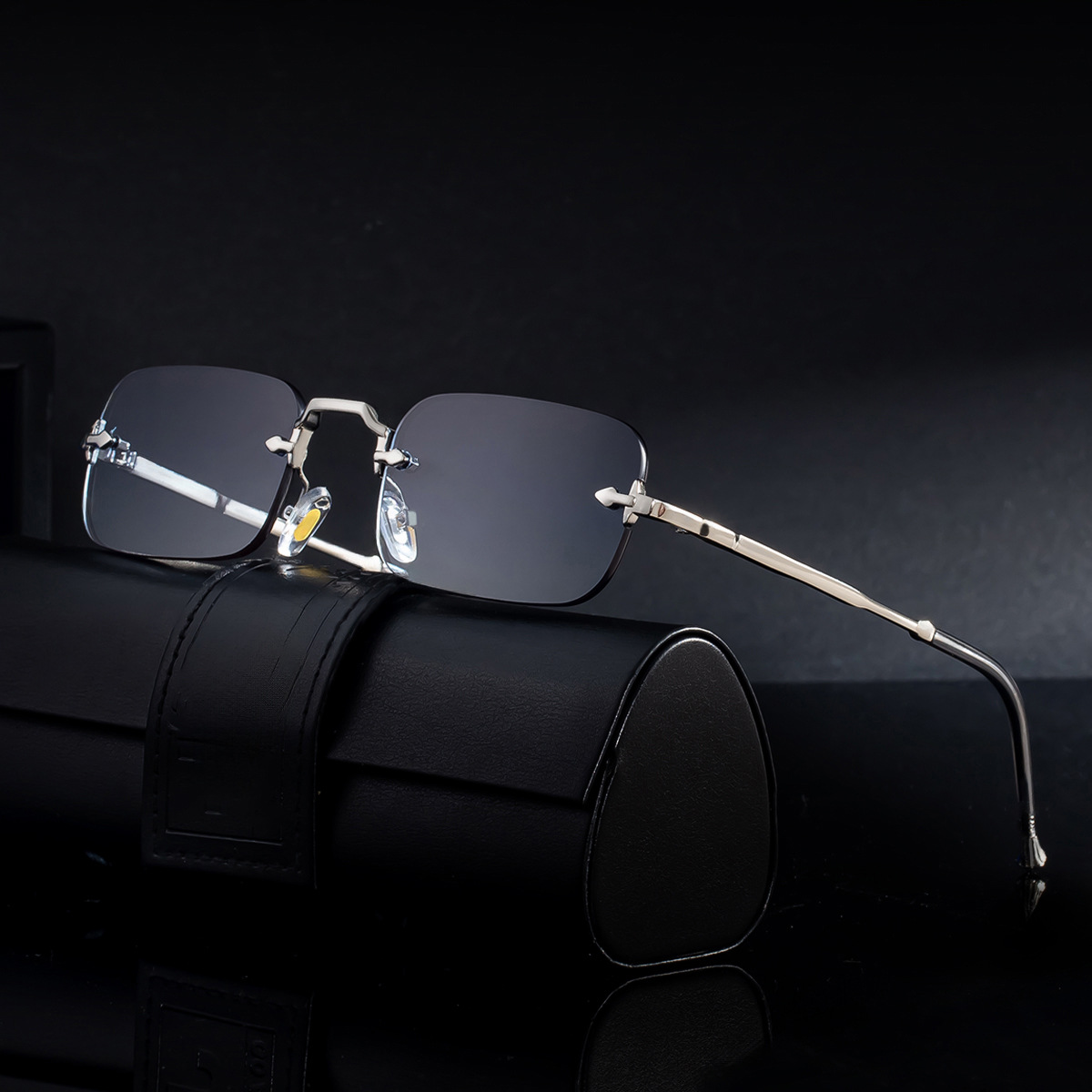 Unisex Small Frame Metal Rimless Sunglasses - Modern Minimalist UV400 Protection Custom Eyewear