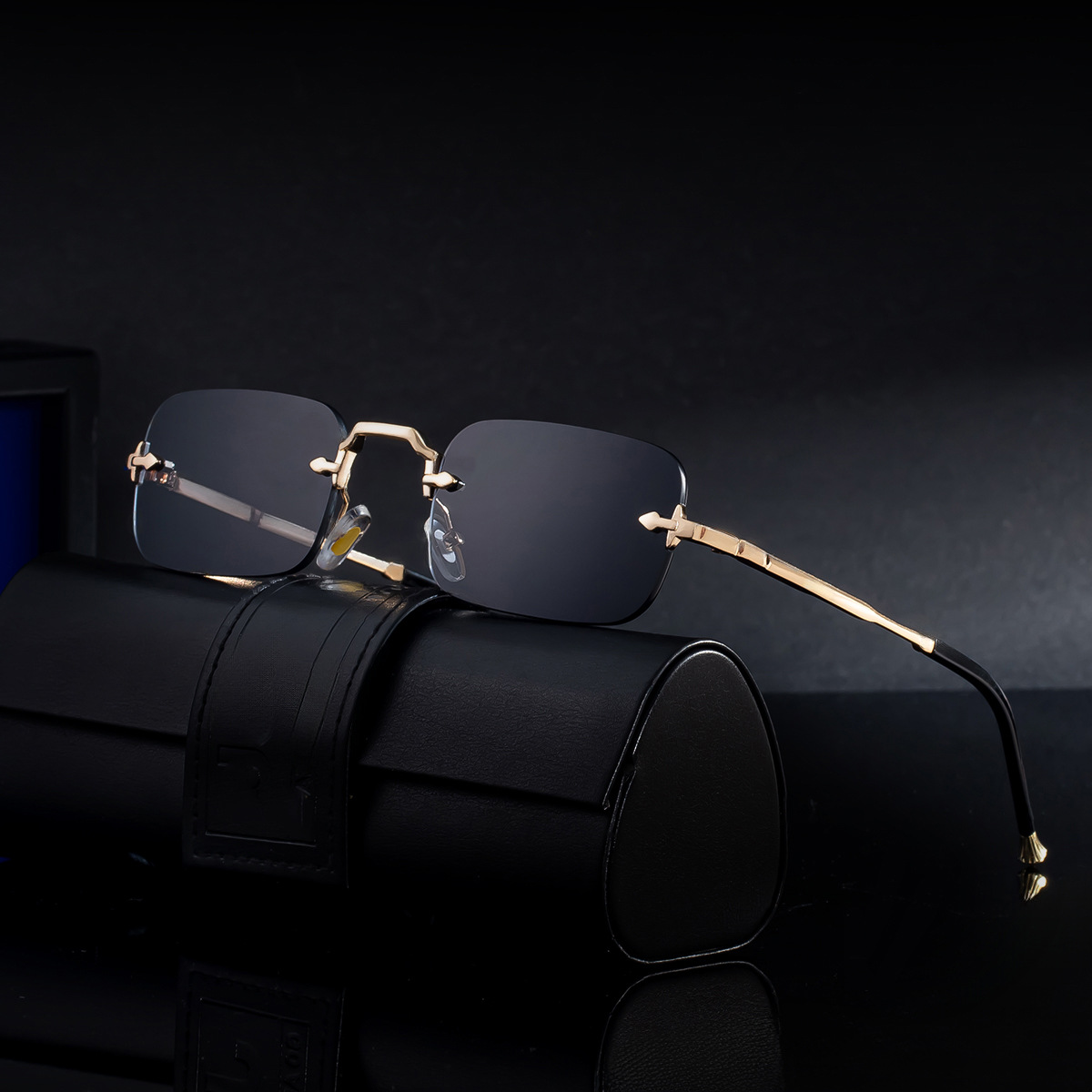 Unisex Small Frame Metal Rimless Sunglasses - Modern Minimalist UV400 Protection Custom Eyewear