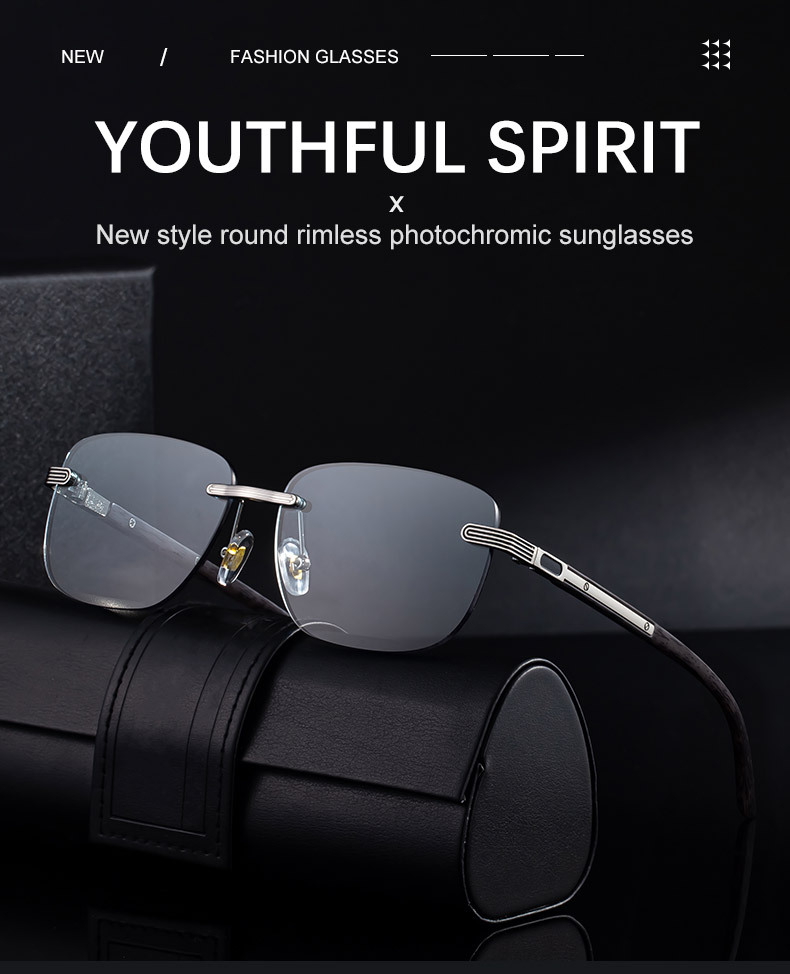 Men's Premium Photochromic Rimless Sunglasses - Luxury Driving UV400 Eyewear Details and Specifications