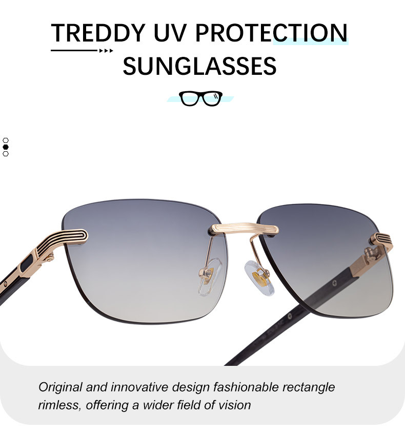 Men's Premium Photochromic Rimless Sunglasses - Luxury Driving UV400 Eyewear Details and Specifications