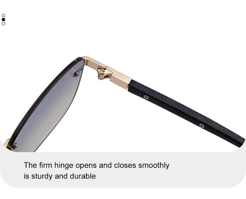 Black PC Men's Premium Photochromic Rimless Sunglasses - Luxury Driving UV400 Eyewear - Details 14