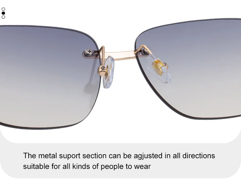 Black PC Men's Premium Photochromic Rimless Sunglasses - Luxury Driving UV400 Eyewear - Details 15