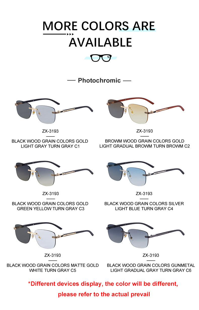 Men's Premium Photochromic Rimless Sunglasses - Luxury Driving UV400 Eyewear Details and Specifications