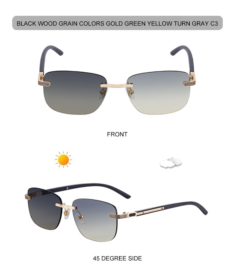 Men's Premium Photochromic Rimless Sunglasses - Luxury Driving UV400 Eyewear Details and Specifications